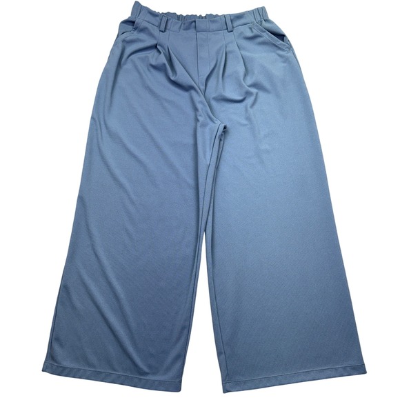 Halara Womens XL Blue Culottes Wide Leg Cropped Elastic Waist Pants Grunge Retro - Picture 1 of 8